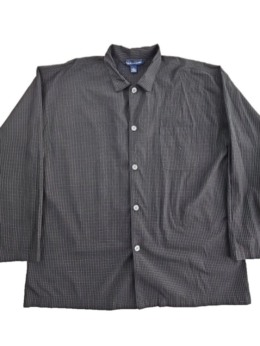 Polo Ralph Lauren Pajama Top Men's XL Black Windowpane Long Sleeve Button-Up EUC